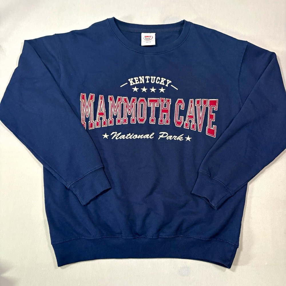 DIMCO Apparel Crewneck Pullover Sweater Mens Med Blue Mammoth Cave Y2K